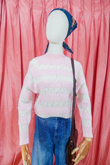 Vintage Jumper - 80's Crochet Candy Floss crème- Size S/M by all about audrey