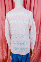 Vintage Jumper - 80's Crochet Candy Floss crème- Size S/M by all about audrey