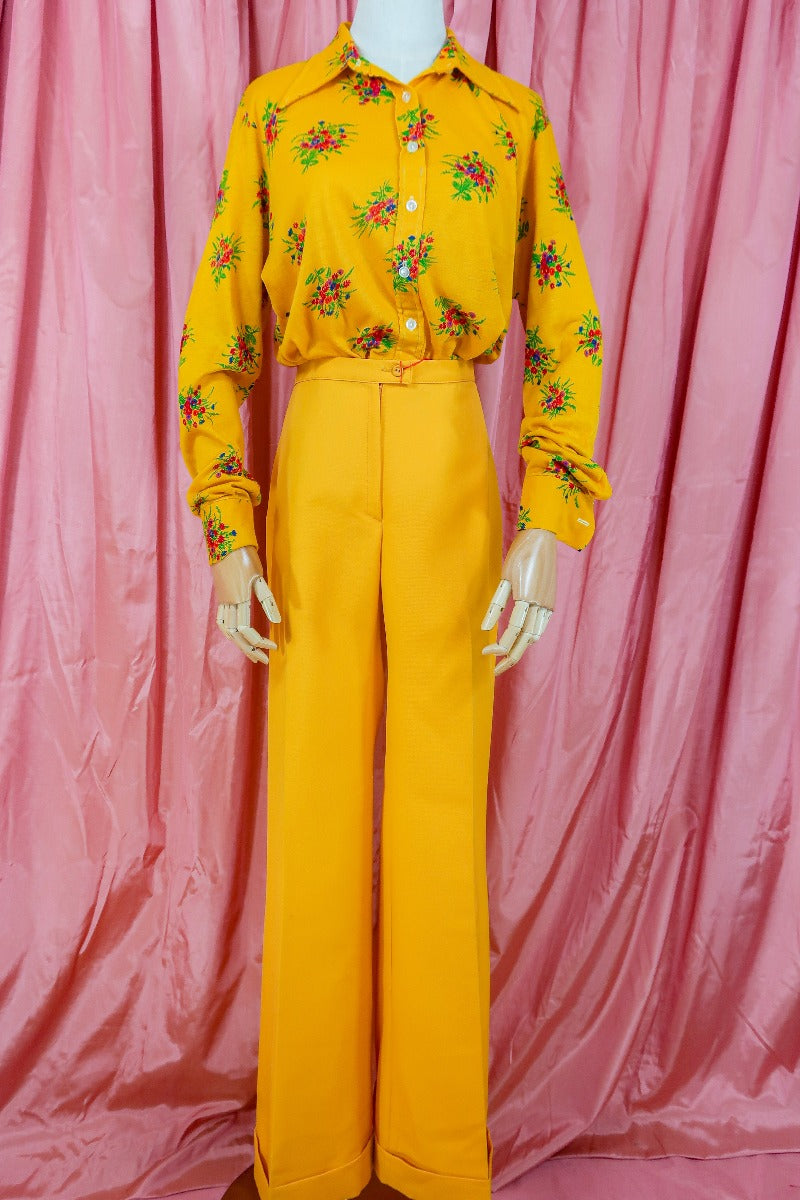 Vintage Trousers - Honey Mustard Straight Leg - Size M W32 L33 by all about audrey