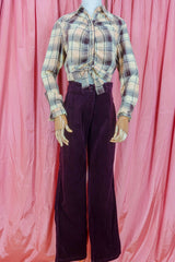 Vintage Trousers - Wine Corduroy High Waisted Straight Leg - Size XS/S W28 L32 by all about audrey