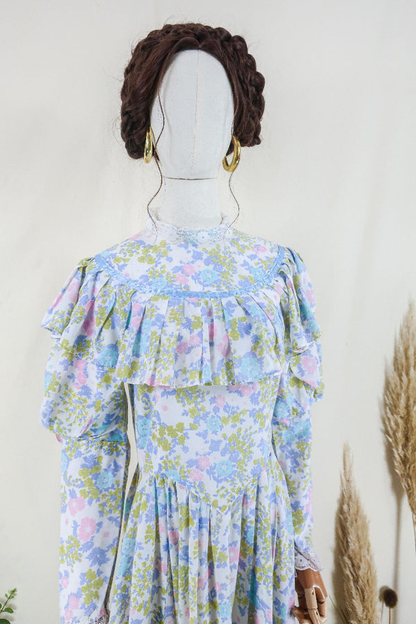 Vintage Maxi Dress - Romantic Ruffle with Ostentatious Flora Maxi - Size S/M By All About Audrey