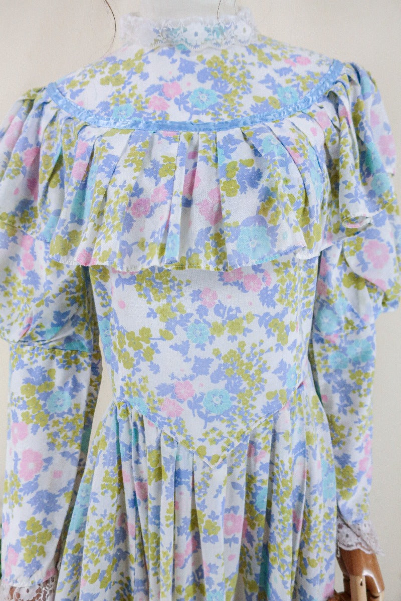 Vintage Maxi Dress - Romantic Ruffle with Ostentatious Flora Maxi - Size S/M By All About Audrey