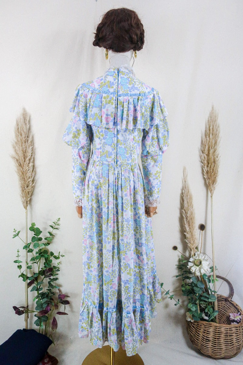 Vintage Maxi Dress - Romantic Ruffle with Ostentatious Flora Maxi - Size S/M By All About Audrey