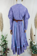 Vintage Midi Dress - Lavender and Rose Cottage Puff - Size S/M