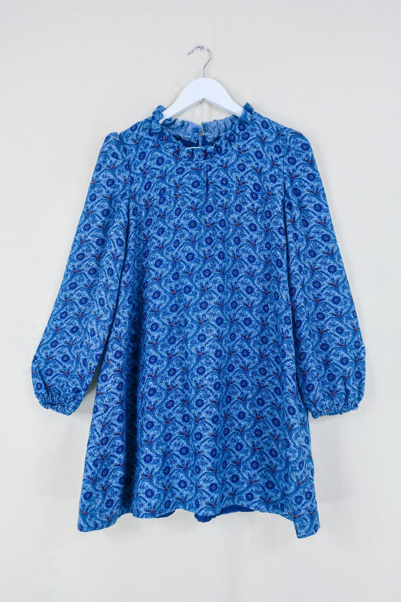 Vintage Mini Dress - Psychedelic Priestess Balloon Sleeve Shift Dress - Size XS/S By All About Audrey