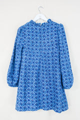 Vintage Mini Dress - Psychedelic Priestess Balloon Sleeve Shift Dress - Size XS/S By All About Audrey