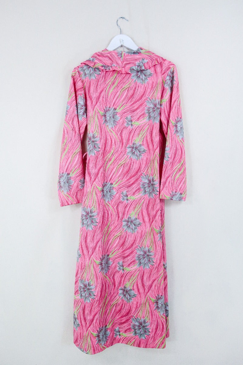 Vintage Wrap Dress - Florida Pink Carnations - Size M/L By All About Audrey