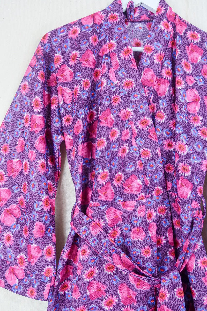 Vintage Wrap Dress - Strawflower Valley in Pink - Size M By All About Audrey