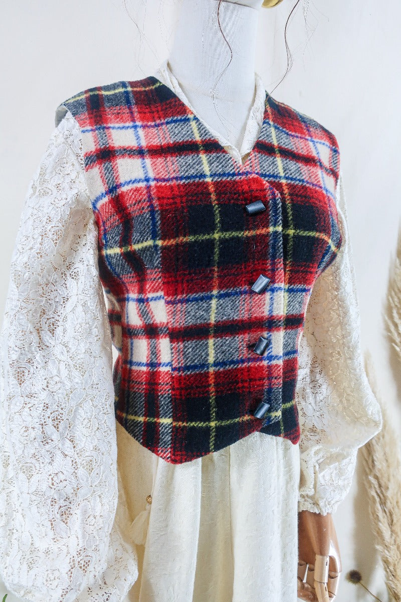 Vintage Waistcoat - Scottish Stewart's Tartan - Size S/M