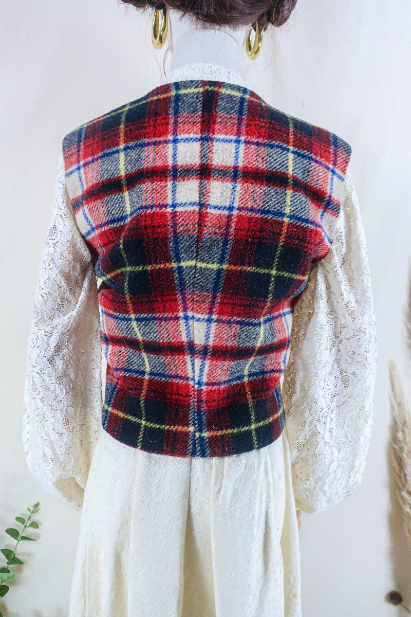 Vintage Waistcoat - Scottish Stewart's Tartan - Size S/M