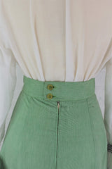 Vintage High Waisted Maxi Skirt - Bright Sage & Retro Floral - XXS all about audrey