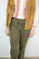 Vintage Corduroy Low Rise Flares - Khaki - Size S/M 10-12 All About Audrey