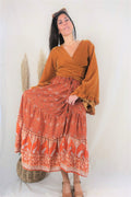 Peacock Prairie Skirt - Burnt Orange (Free Size) By All About Audrey