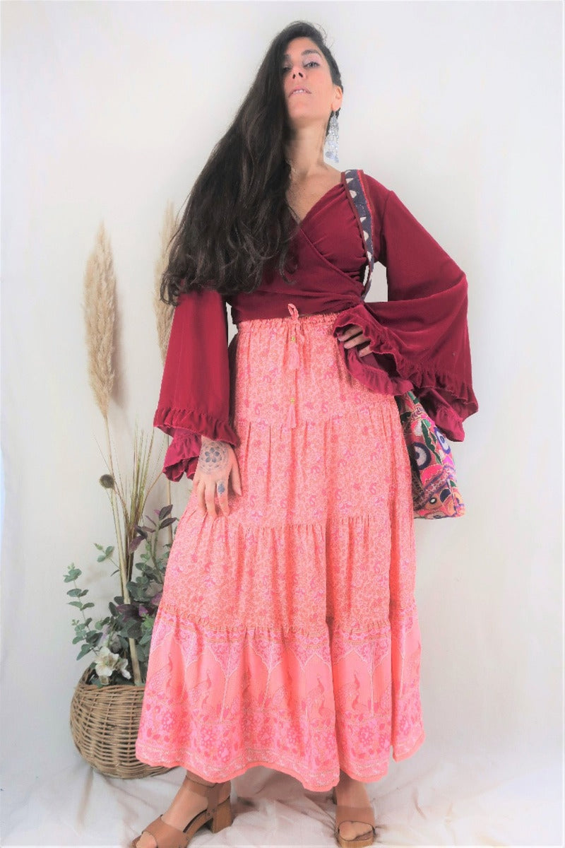 Prairie print ruffle tiered skirt shop