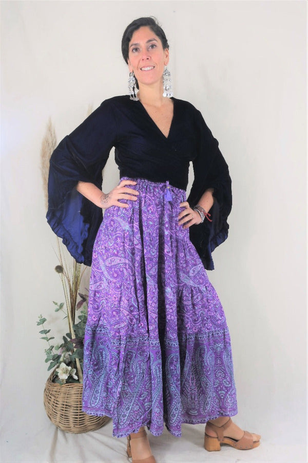 Florence Prairie Skirt - Orchid Purple Paisley (Free Size) By All About Audrey