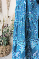 Peacock Prairie Skirt - Ocean & Indigo (Free Size) By All About Audrey