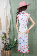 Vintage Midi Dress - Ruffled Ditsy Florals - Size S/M By All About Audrey
