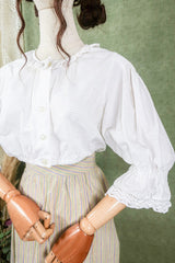 Vintage Top - Cropped Daisy White Dirndl Frill - Size M By All About Audrey