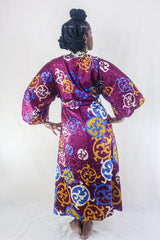 Aquaria Kimono Dress - Vintage Sari - Plum Jam Jacquard - Free Size M/L By All About Audrey