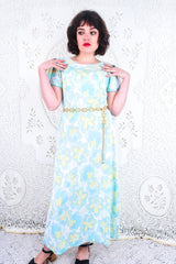 Vintage Maxi - Spring Blue & Daffodil Yellow Floral - Size S By All About Audrey