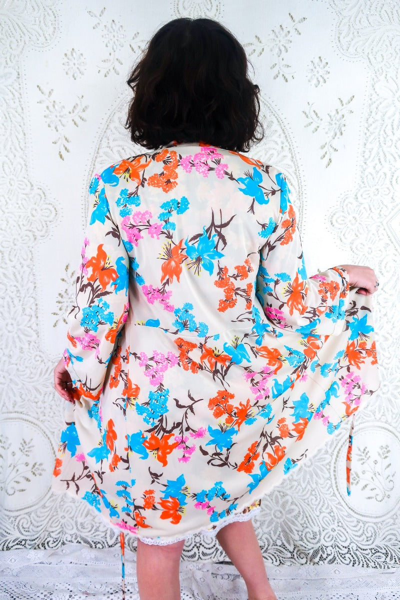 Vintage Wrap Dress - Bright Tropical Floral - Size S By All About Audrey