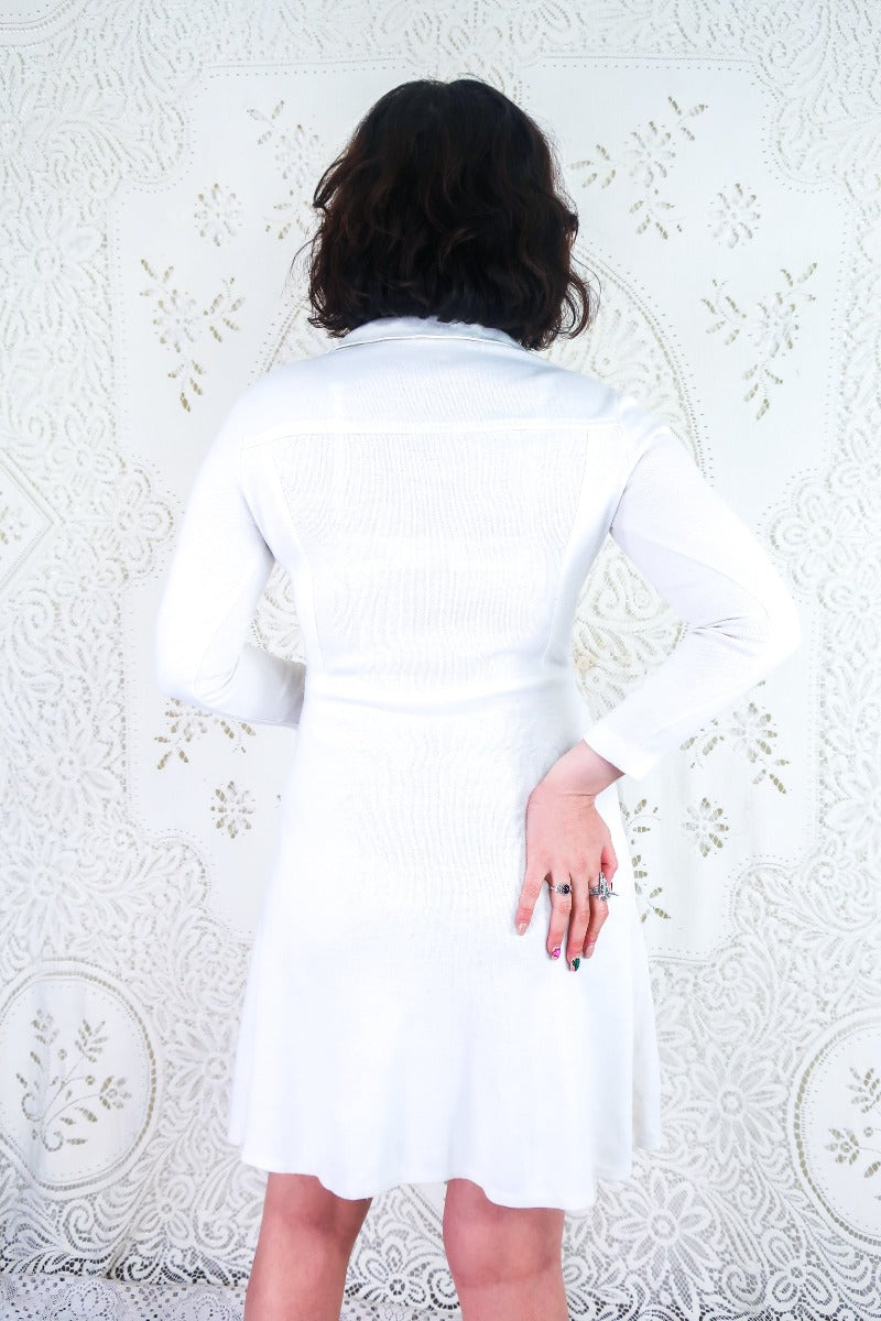 Vintage Dress - 70's Style A-Line Collared Dress - Size S By All About Audrey