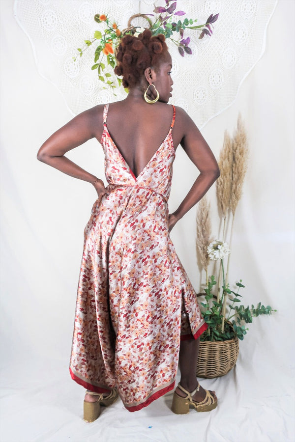 Winona Jumpsuit - Vintage Sari - Rose Gold Bloom - M/L By All About Audrey