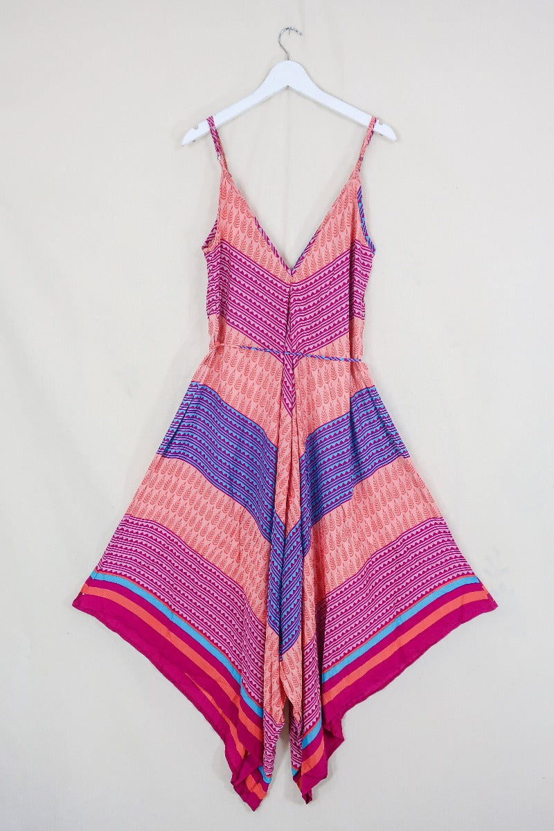 Winona Jumpsuit - Vintage Sari - Pink Aztec Patchwork - S/M by All About Audrey