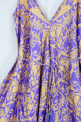 Winona Jumpsuit - Vintage Sari - Violet & Spring Yellow Paisley - S/M by All About Audrey