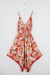 Winona Jumpsuit - Vintage Sari - Ruby & Copper Suns - M/L by All About Audrey