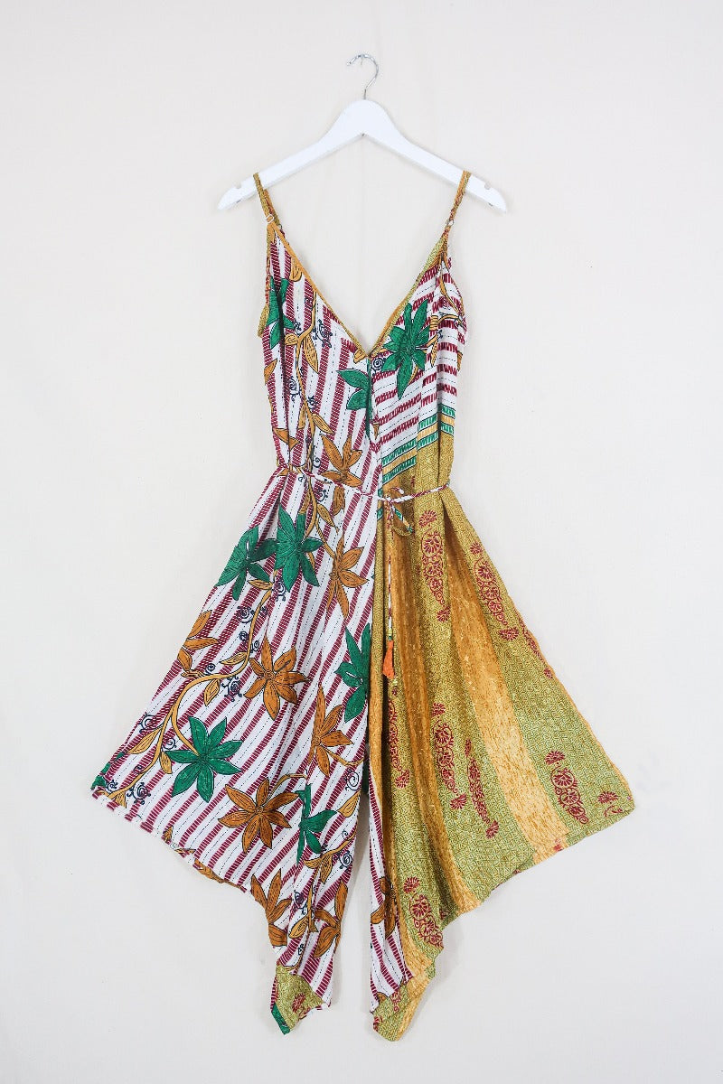 Winona Jumpsuit - Vintage Sari - Beachy Gold Floral - M/L by All About Audrey