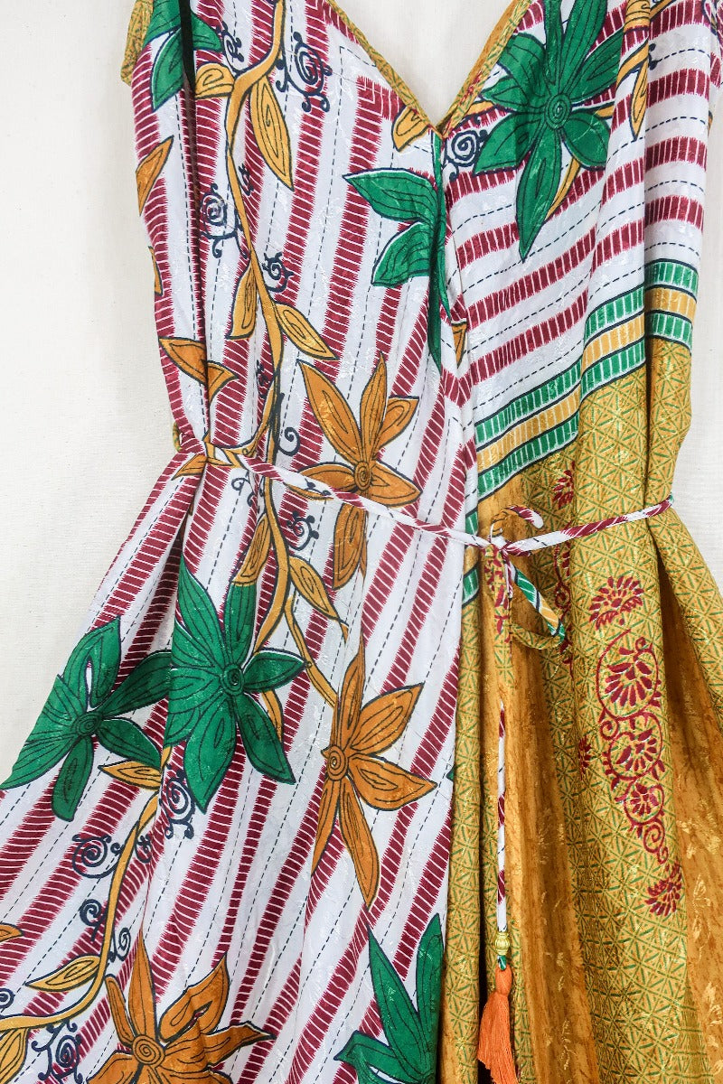 Winona Jumpsuit - Vintage Sari - Beachy Gold Floral - M/L by All About Audrey