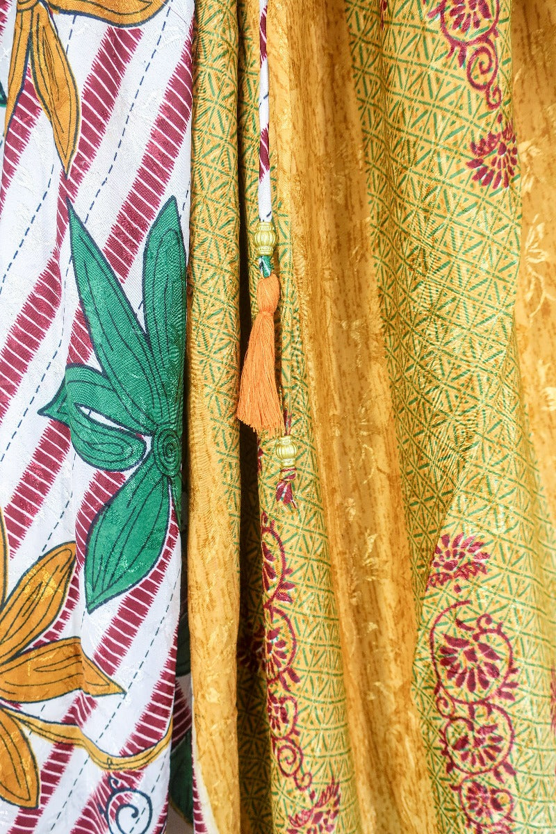 Winona Jumpsuit - Vintage Sari - Beachy Gold Floral - M/L by All About Audrey