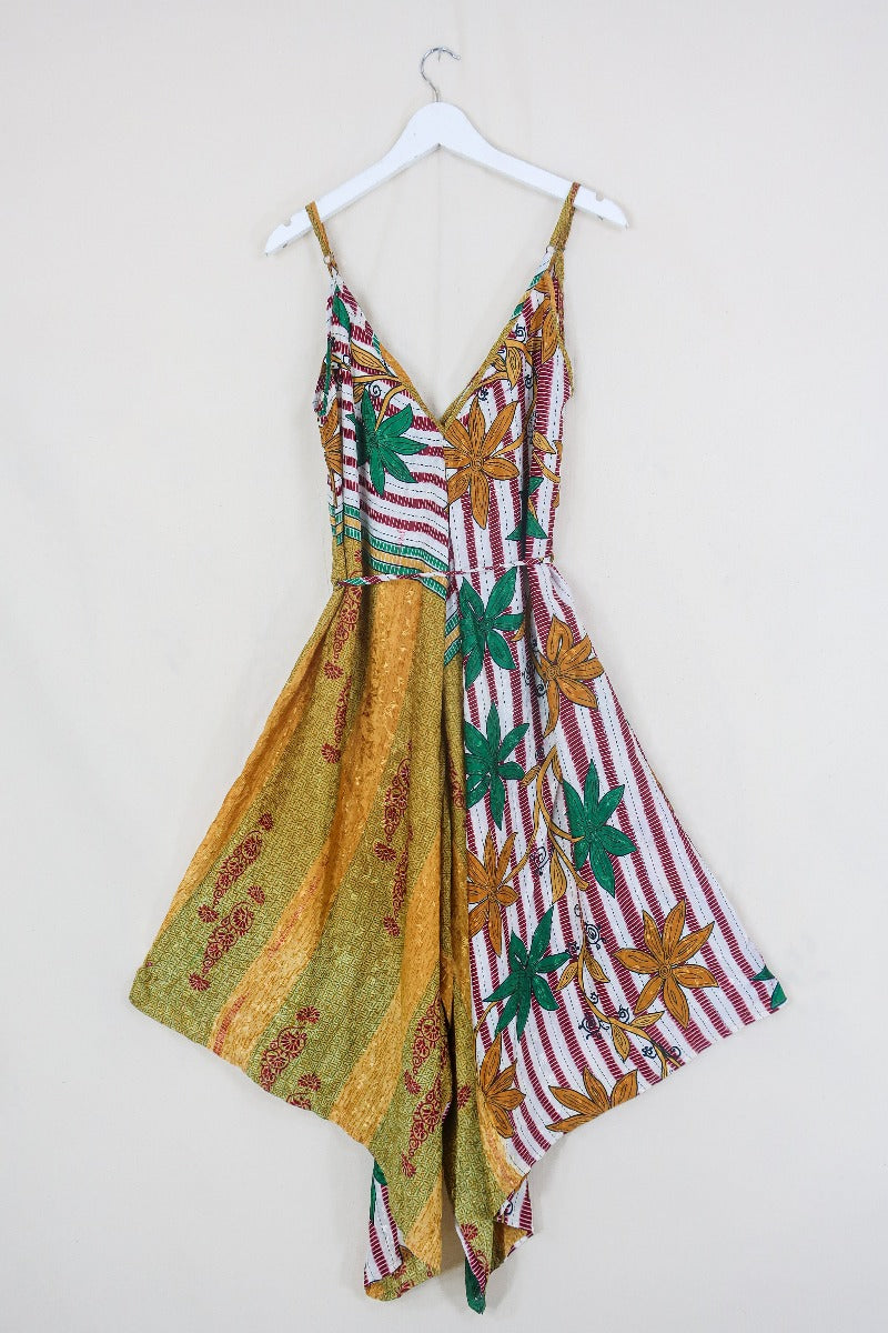 Winona Jumpsuit - Vintage Sari - Beachy Gold Floral - M/L by All About Audrey