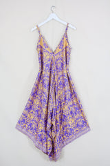 Winona Jumpsuit - Vintage Sari - Violet & Spring Yellow Paisley - S/M by All About Audrey