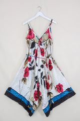 SALE Winona Jumpsuit - Vintage Sari - Salt White Cherry Blossom - S/M by All About Audrey