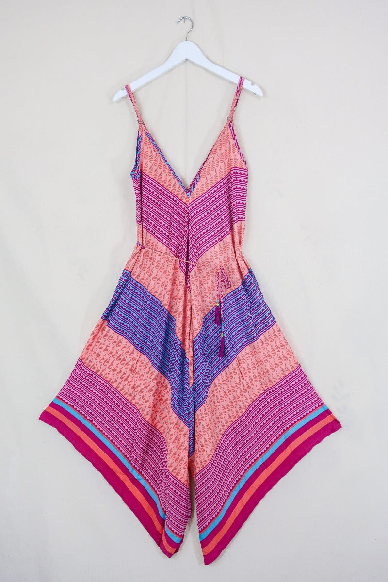 Winona Jumpsuit - Vintage Sari - Pink Aztec Patchwork - S/M by All About Audrey